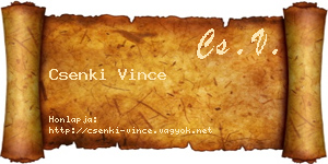 Csenki Vince névjegykártya